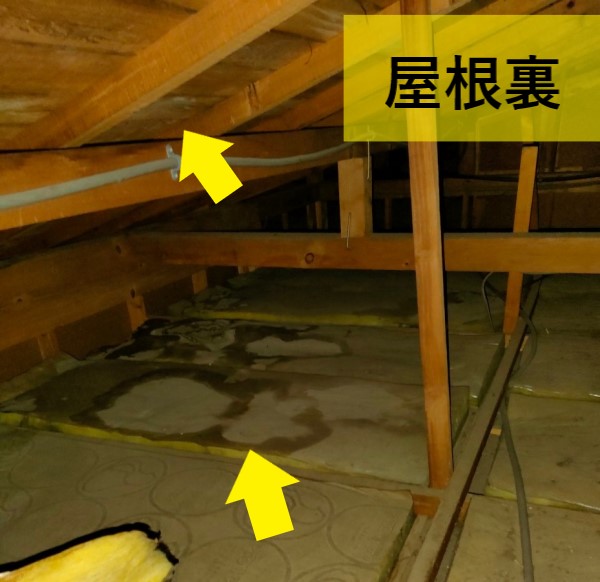 屋根裏に入って雨漏り調査　熊本